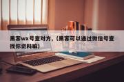 黑客wx号查对方,（黑客可以通过微信号查找你资料嘛）