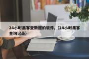 24小时黑客查数据的软件,（24小时黑客查询记录）