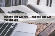 游戏黑客是什么意思呀,（游戏黑客是什么意思呀网络用语）